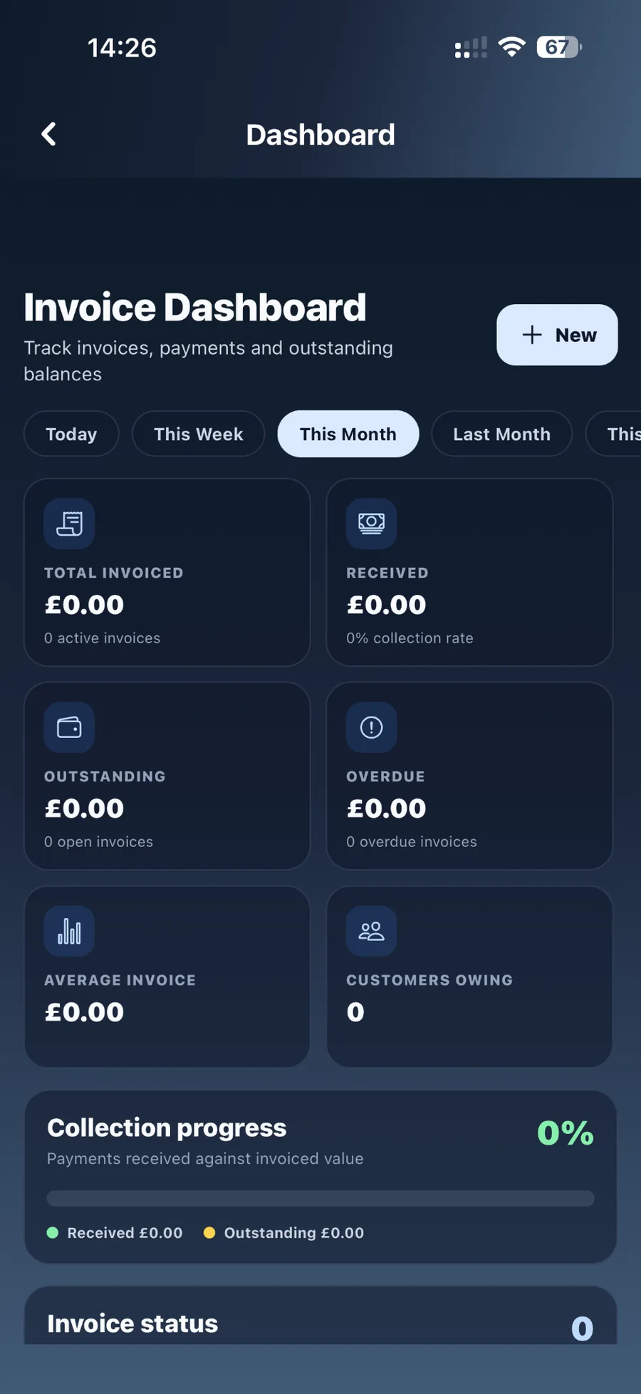 StockTally invoice dashboard